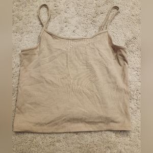 Medium cream American Eagle ribbed cropped tank